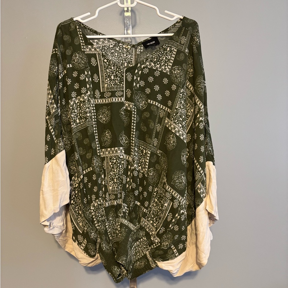 HEYSON Women’s Poncho Blouse Cinch Waist Arm Holes Dolman Sleeve small